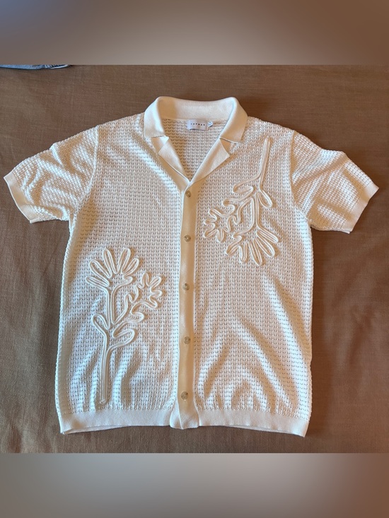 Topman Other - Topman Open Knit Floral Resort Shirt XS Coastal Grandfather European Summer
